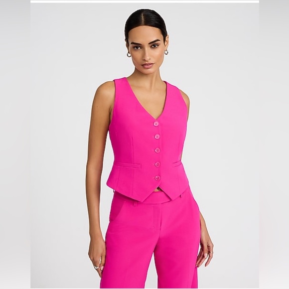 Express Jackets & Blazers - NWT Express Preview Editor Studio Stretch Twill Five Button Blazer Vest
